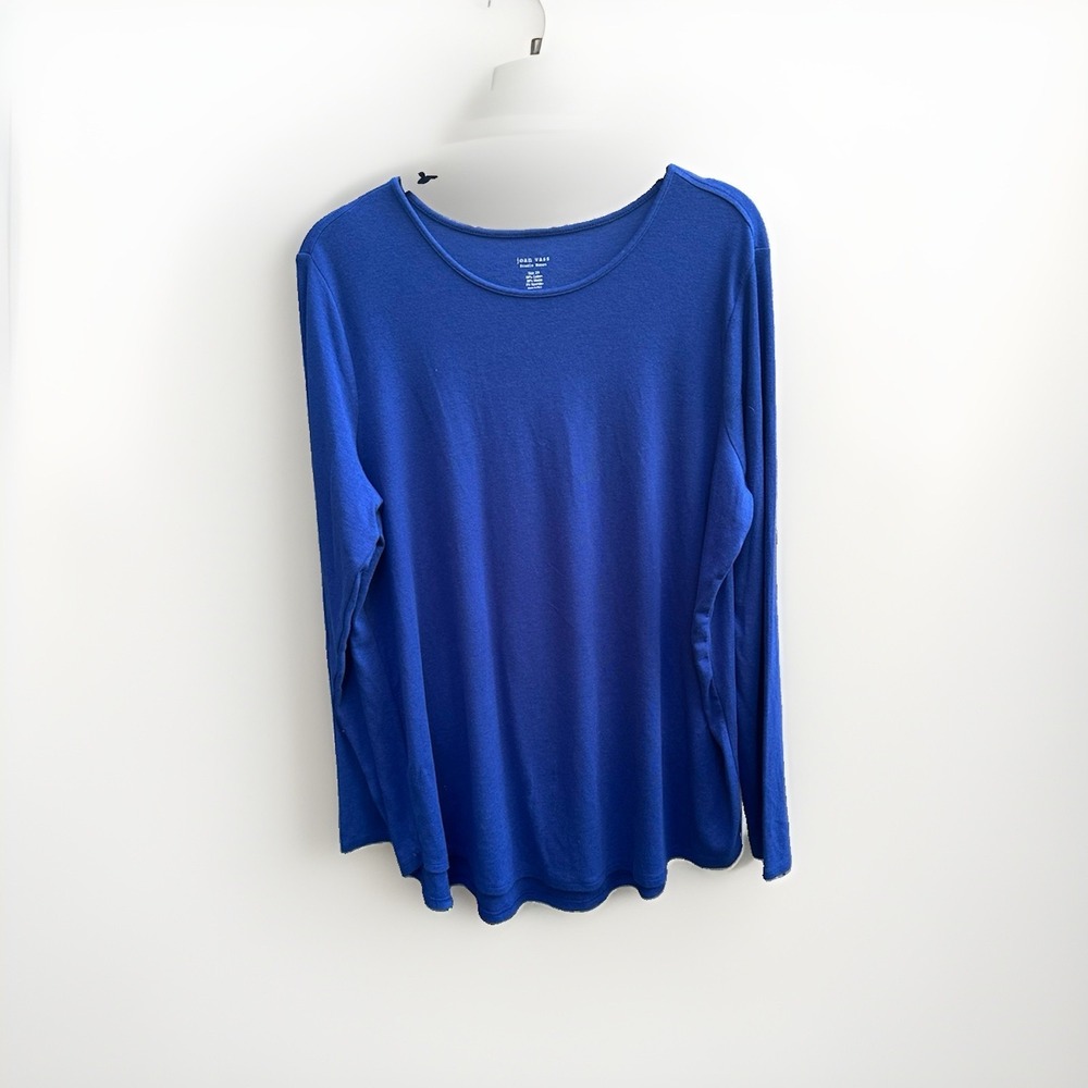 Joan Vass Studio Woman Royal Blue Cotton Modal Long Sleeve‎ Top 2X RN 93178